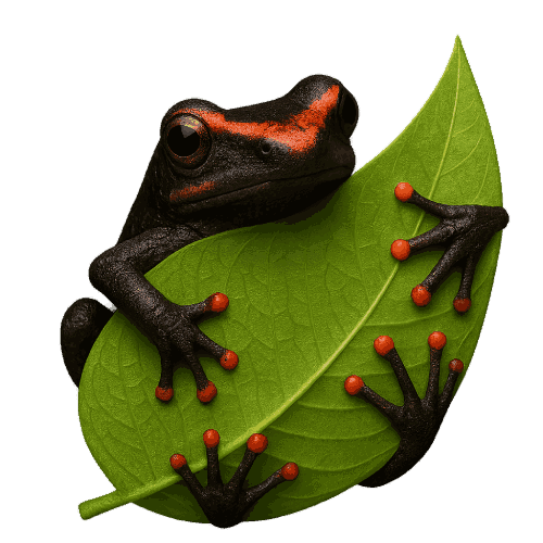 Mascota de la marca: Rana colombiana negra y roja